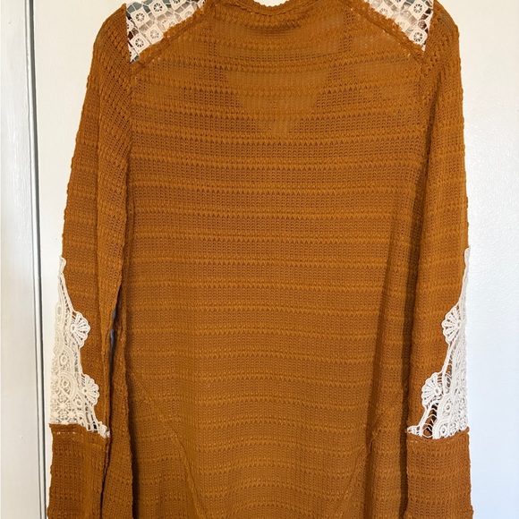 Jolt Mustard Crochet Sweater with Lace Details NWT - Picture 3 of 3